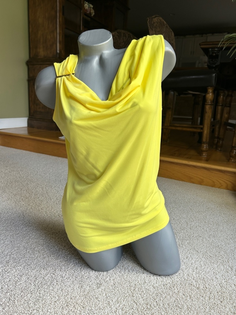 CALVIN KLEIN DRAPE FRONT YELLOW TANK TOP